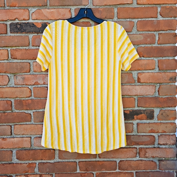 Anthropologie W5 Yellow White Striped Twist Front Knit Top – Size S (Fits M) - Picture 11 of 15
